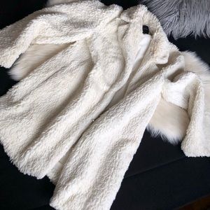 Faux fur cream winter coat